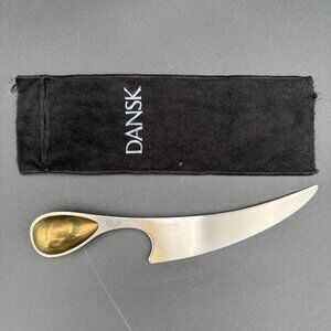 Vintage Dansk Torun Design Cheese Knife Stainless Steel Brass Metal Handle Japan